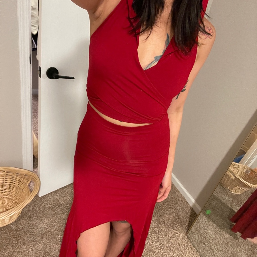 The Royal Codes Aphrodite Crimson Red Scoop Skirt sz Small (Discontinued/Rare)